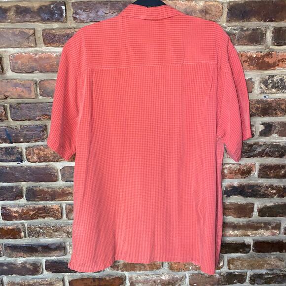 Columbia Sportswear Orange Plaid Short Sleeve Button Down Shirt Men's Size Large - Picture 6 of 6